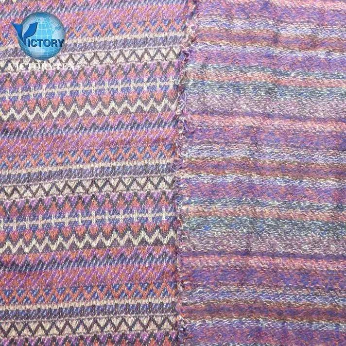 針織緯編服裝面料 探索16s全棉精梳七彩色織大提花法國法式毛圈布的獨特魅力